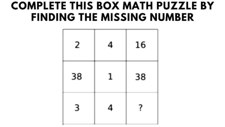 Brain Teaser: Complete this box math puzzle by finding the missing number